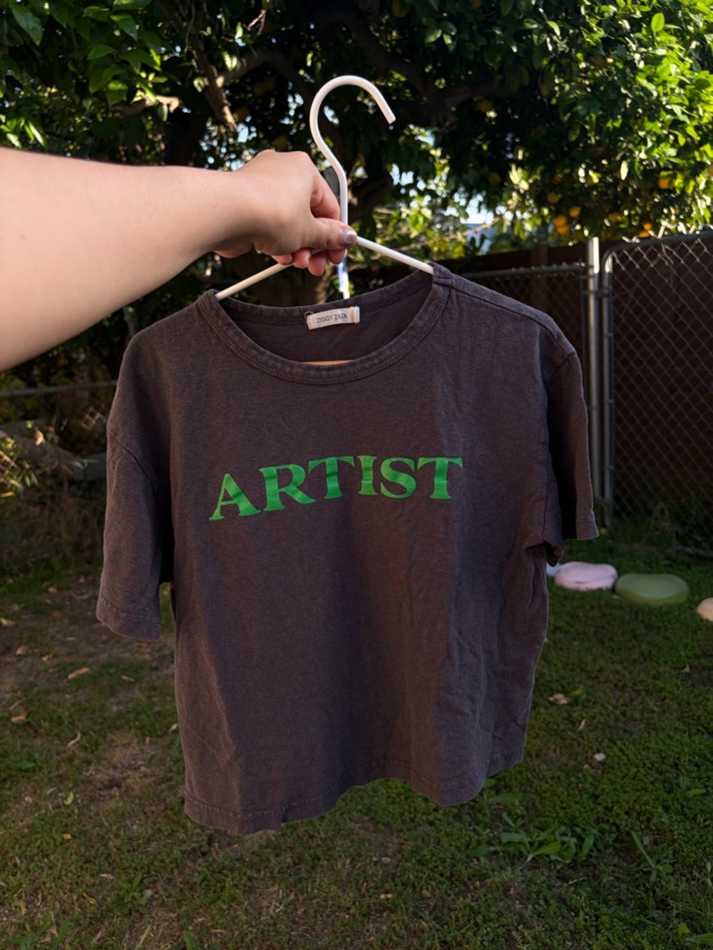 Ziggy Zaza Black 'Artist' Graphic Tee with Green Print